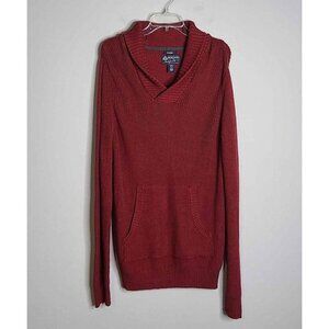NWOT American Rag Mens Pullover Shawl Collar Burgundy Sweater Kangaroo Pocket XL